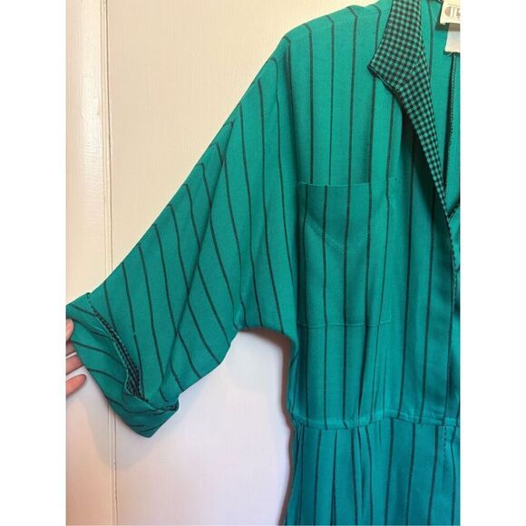 Vintage Ilse M 1980’s teal green button down midi dress size 6/8 - Picture 5 of 16
